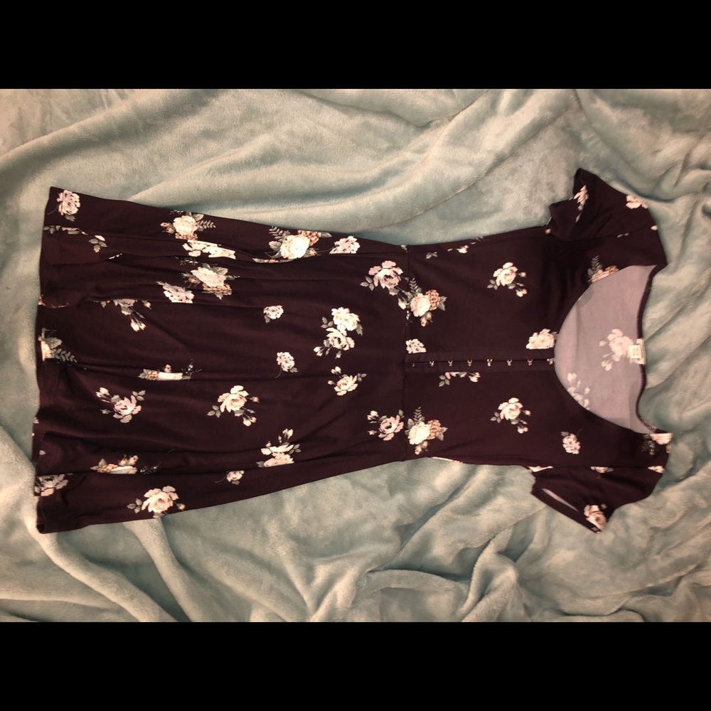 XS Purple Floral Button Up Dress